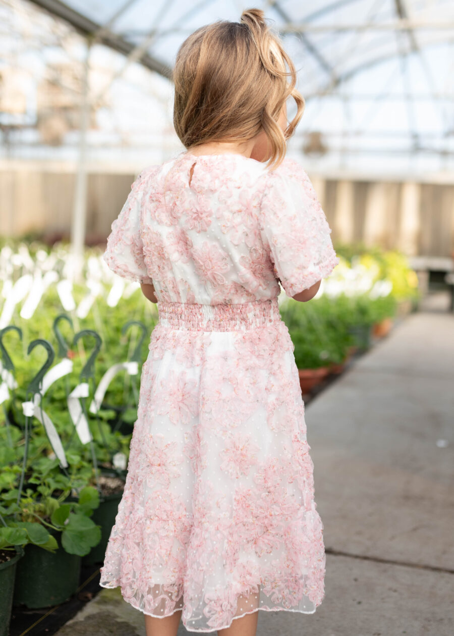 Aubree Pink Floral Little Girls Dress