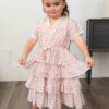 Mira Blush Rose Tiered Ruffle Little Girl Dress
