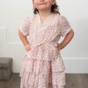 Mira Blush Rose Tiered Ruffle Little Girl Dress