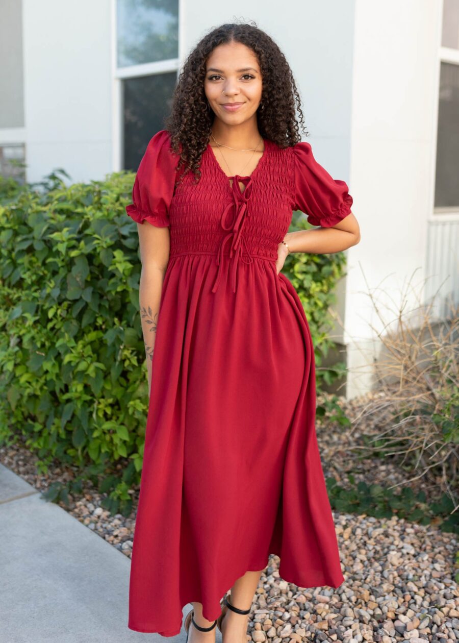 MiriamCrimsonSmockedDress_DSC5035.jpg Miriam Crimson Smocked Dress