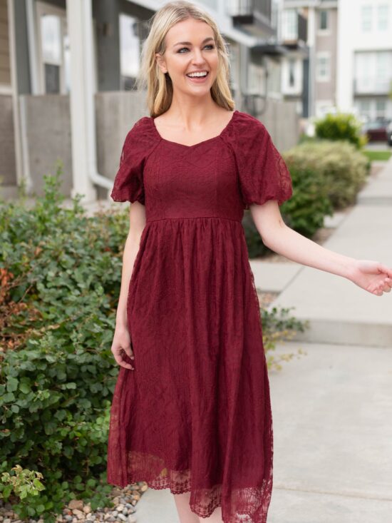 Misty Wine Lace Dress