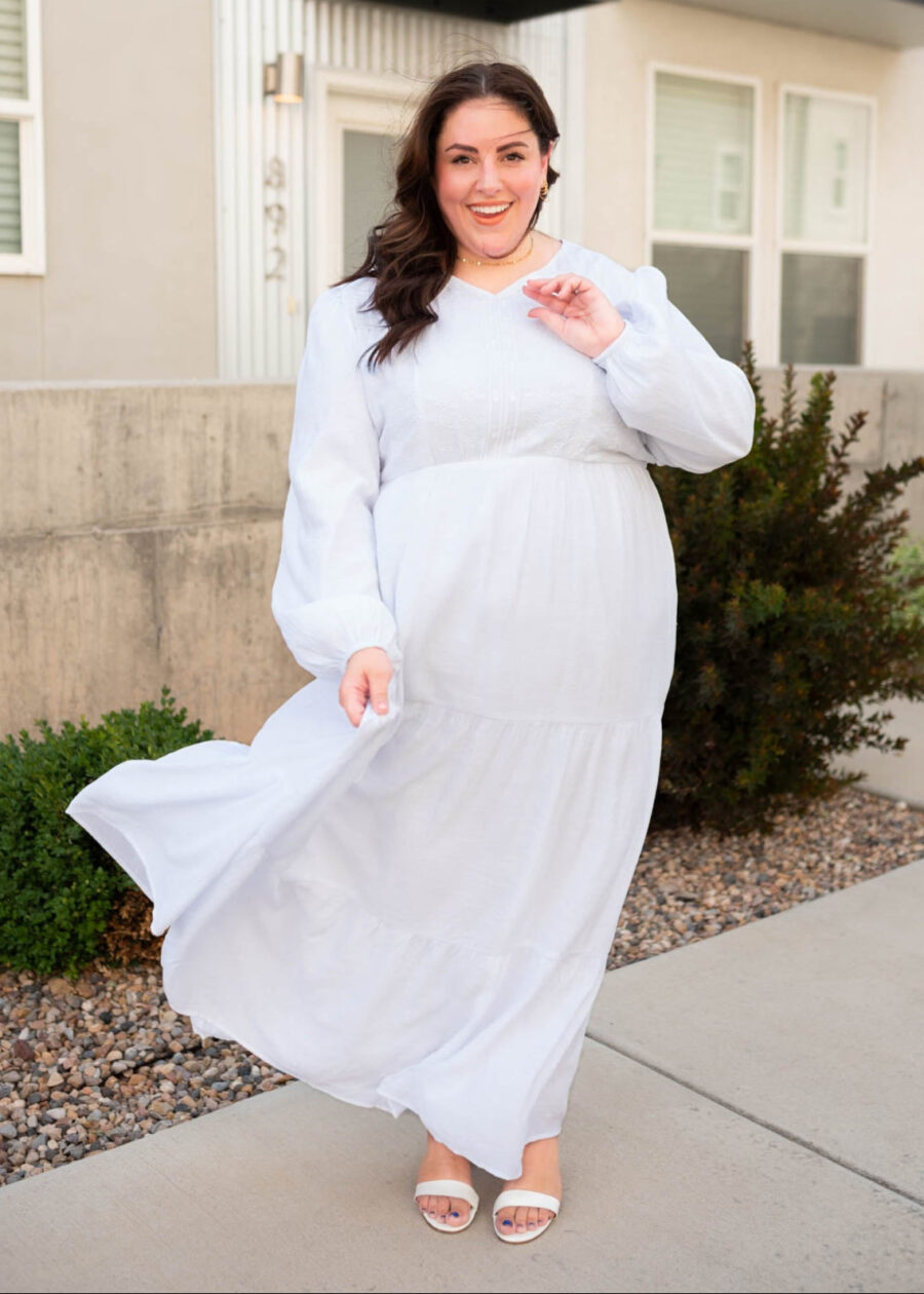 Molly White Embroidered Bodice Dress