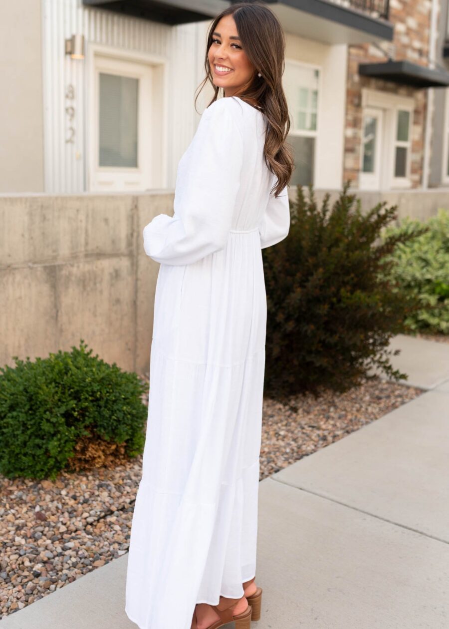 Molly White Embroidered Bodice Dress
