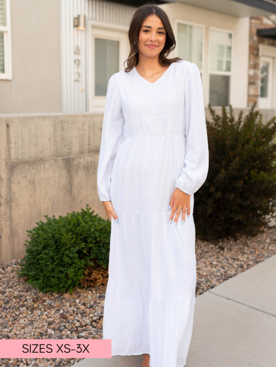 Molly White Embroidered Bodice Dress