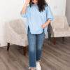 Narissa Blue Textured Pullover