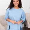 Narissa Blue Textured Pullover