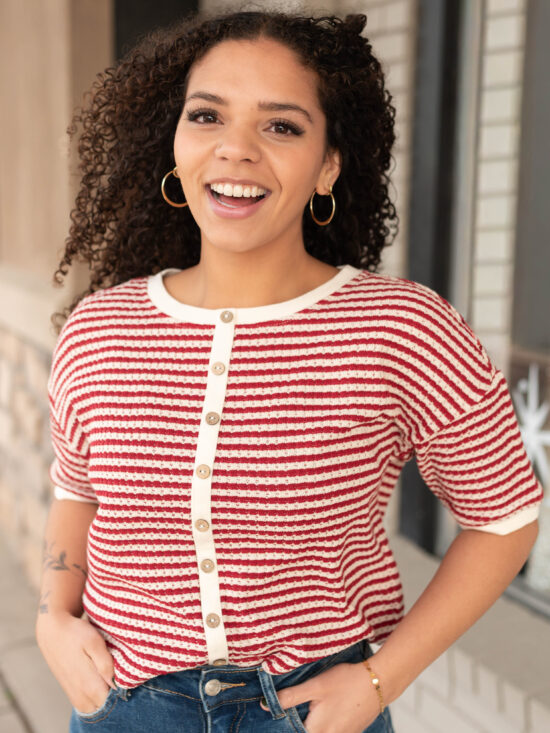 Nila Red Stripe Cardigan