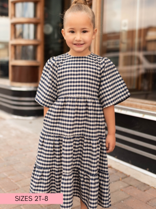NoraBlueGinghamTieredLittleGirlDress.png Nora Navy Gingham Tiered Little Girl Dress