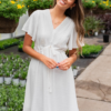 Paedyn White Textured Tie Dress