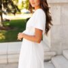 Paedyn White Textured Tie Dress