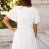 Paedyn White Textured Tie Dress
