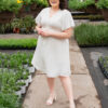 Paedyn White Textured Tie Dress