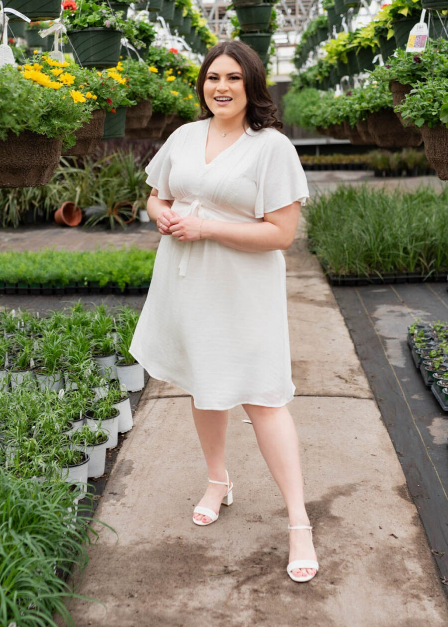 Paedyn White Textured Tie Dress