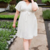 Paedyn White Textured Tie Dress