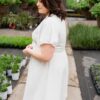 Paedyn White Textured Tie Dress