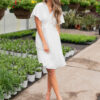 Paedyn White Textured Tie Dress