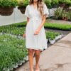 Paedyn White Textured Tie Dress