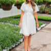 Paedyn White Textured Tie Dress