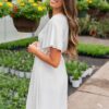 Paedyn White Textured Tie Dress