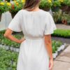 Paedyn White Textured Tie Dress