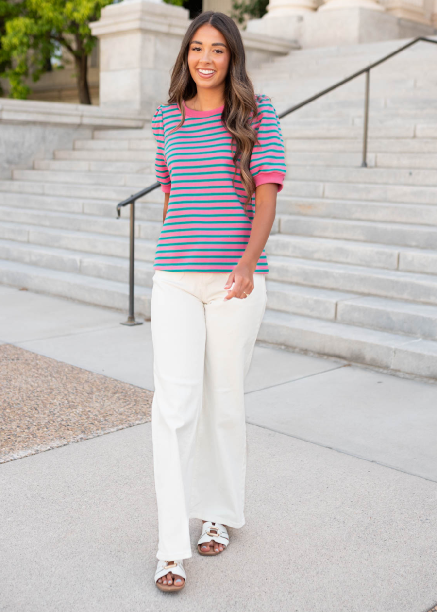 PattyPinkandTealStripedTop7.png Patty Pink and Teal Striped Top