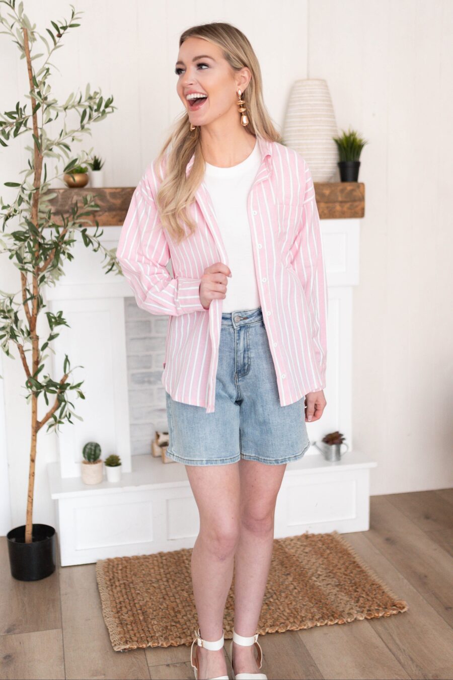 Payton Pink Button Up Top