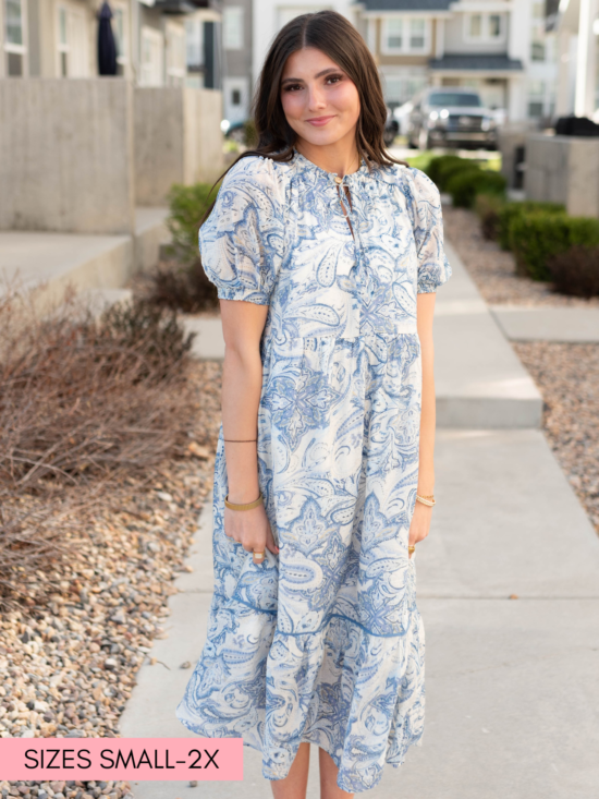 PerlaBluePaisleyPatternDress.png Perla Blue Paisley Pattern Dress