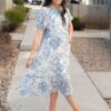 Perla Blue Paisley Pattern Dress