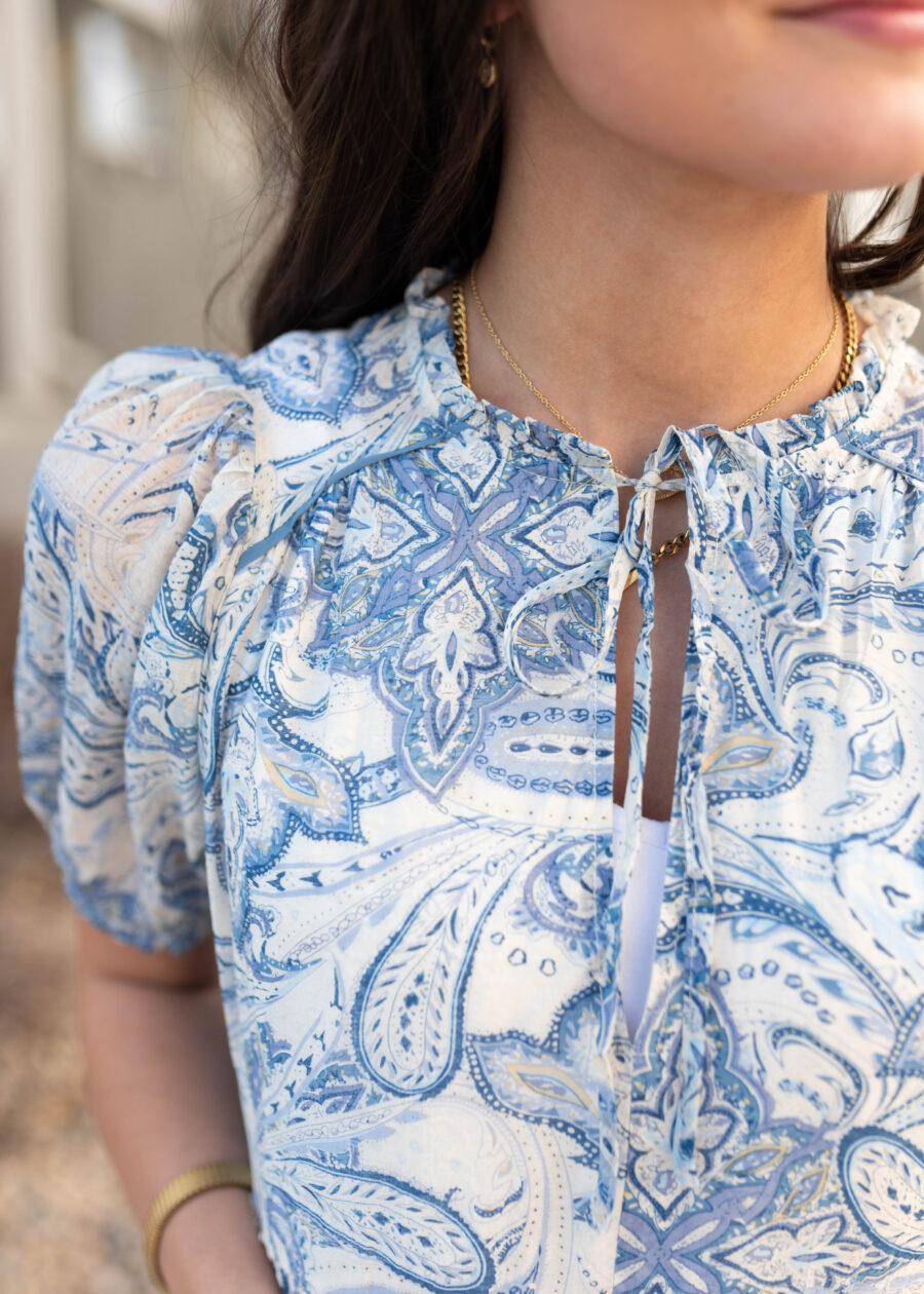 Perla Blue Paisley Pattern Dress