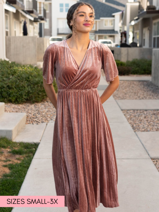 Reannah Dusty Rose Velvet Dress