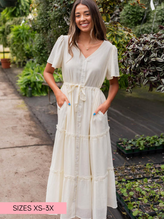 Rebekah Cream Button Down Dress
