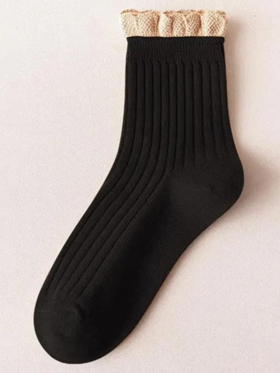 Renee Black Ruffle Socks