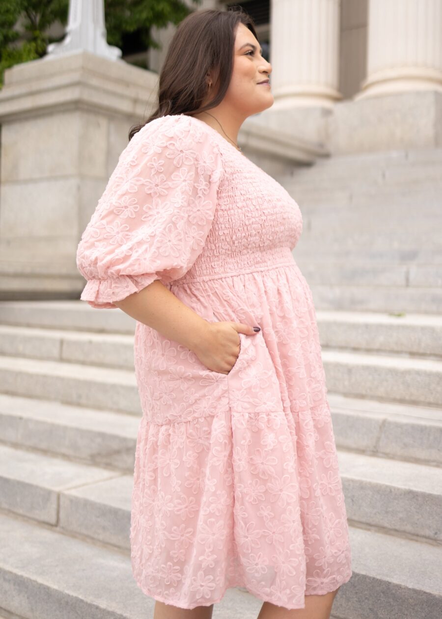 Robin Blush Floral Textured Dress