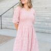 Robin Blush Floral Textured Dress