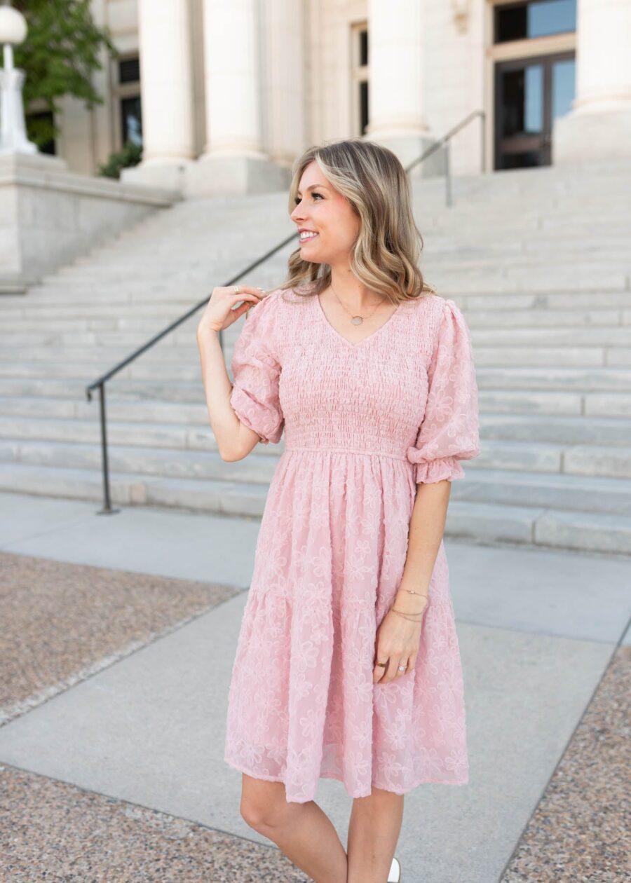 Robin Blush Floral Textured Dress