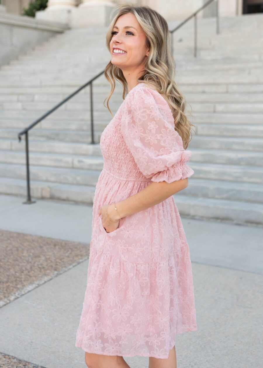 Robin Blush Floral Textured Dress