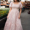 Roselyn Pink Smocked Dress