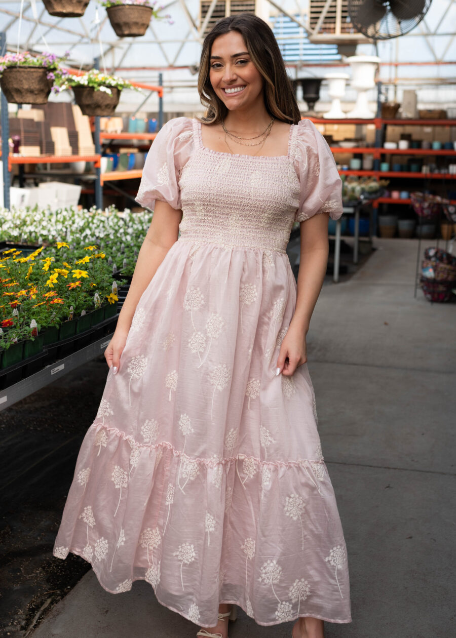 Roselyn Pink Smocked Dress