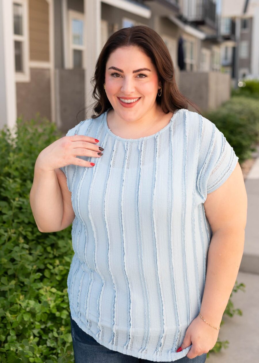 Ruth Blue Textured Top