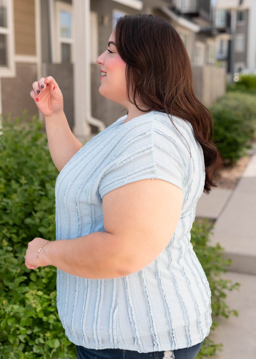 Ruth Blue Textured Top