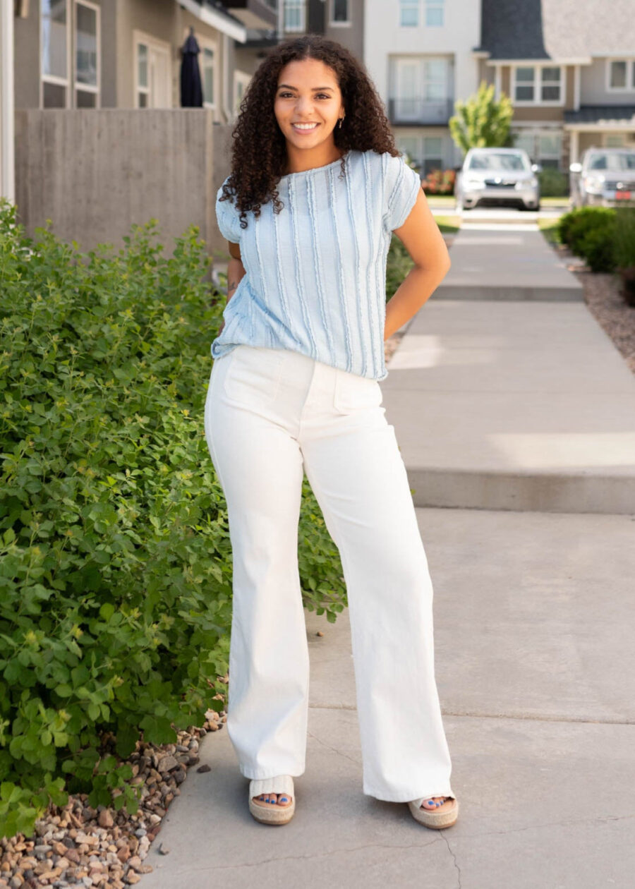 Ruth Blue Textured Top