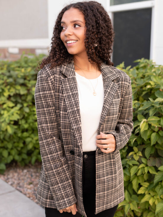 Sam Taupe Plaid Blazer