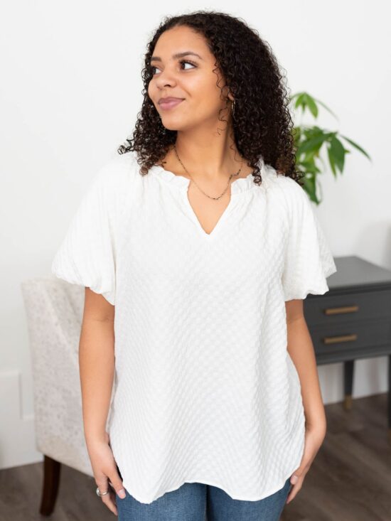 Sariah White Textured Top