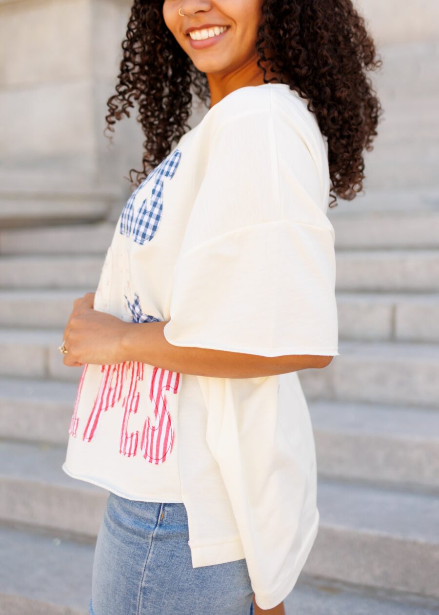 Stars And Stripes Cream Graphic Tee