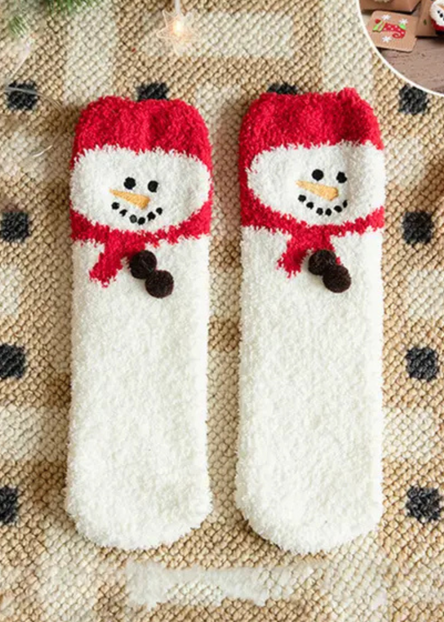 TaliaRedSnowmanSocks.png Talia Red Snowman Socks
