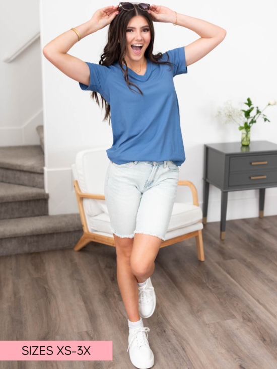 The Classic Blue V-Neck Top