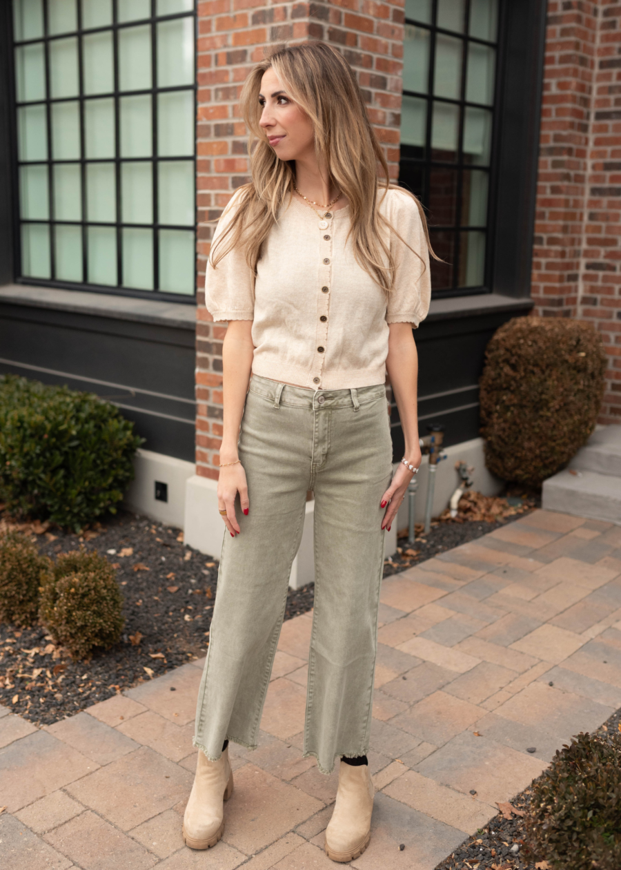 Zoe Beige Button Up Sweater