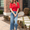Zoe Red Button Up Sweater