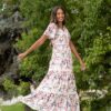 Zoie Pink Floral Tiered Dress