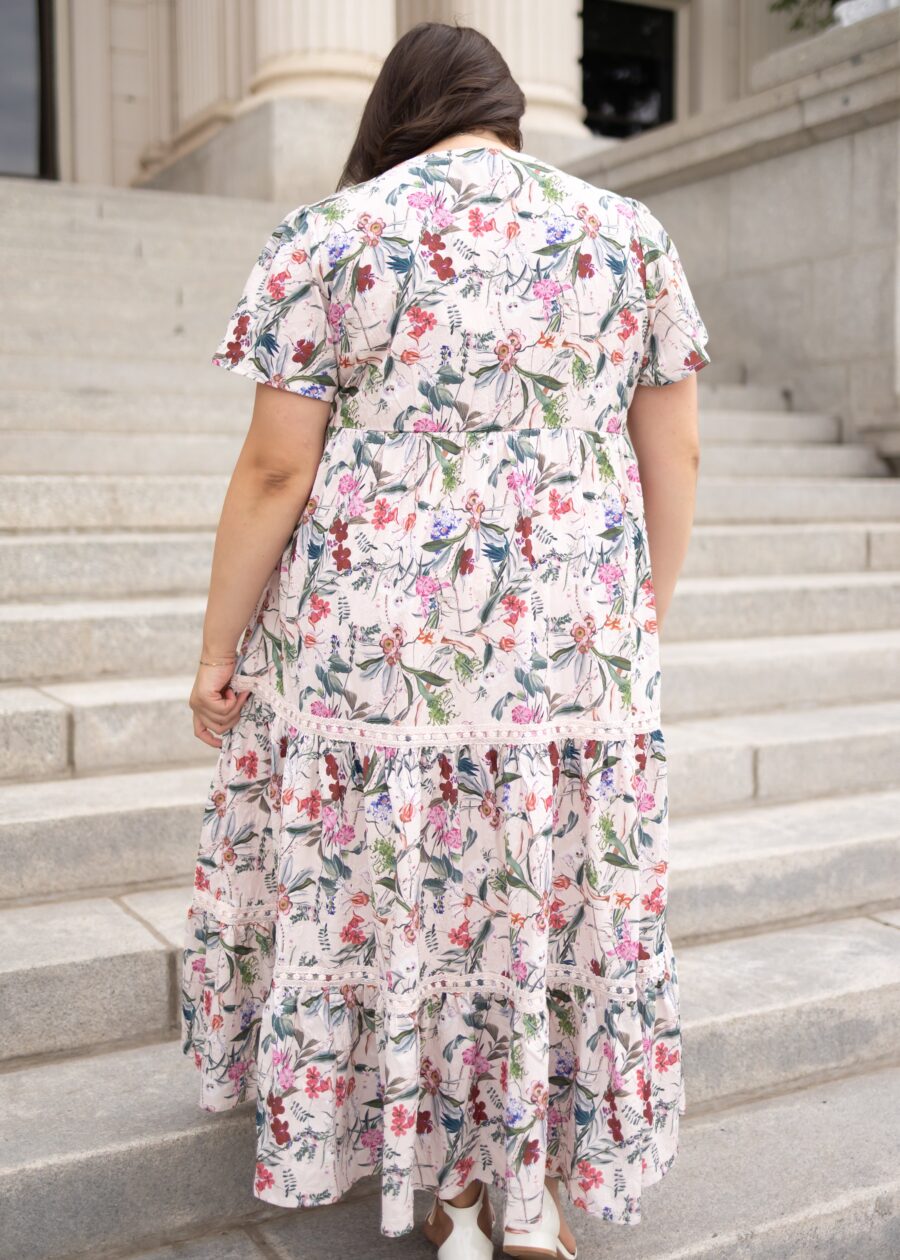 Zoie Pink Floral Tiered Dress